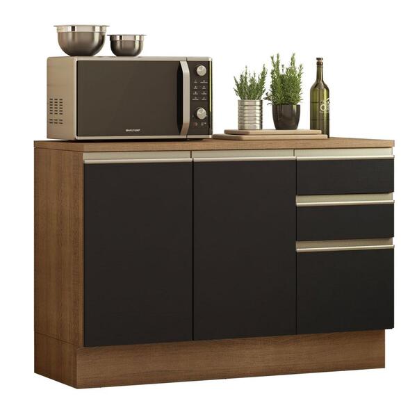 Balcão De Pia Armário De Cozinha 120 Cm 2 Portas E 3 Gavetas