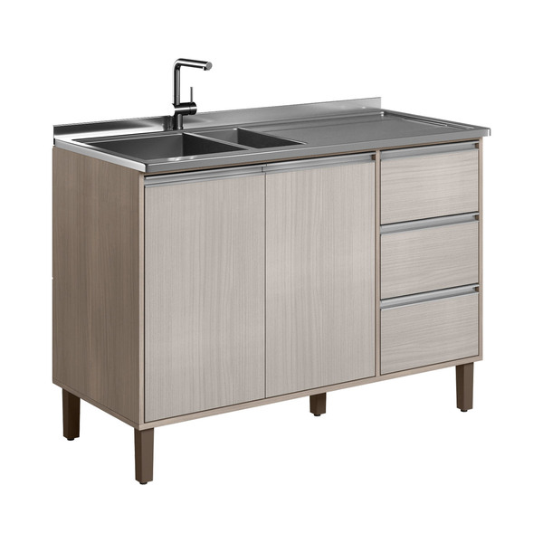 Balcão De Pia Com 2 Portas E 3 Gavetas 119cm Florença Cor Mal