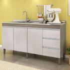 Balcão De Pia Com 3 Portas 3 Gavetas 159cm Sem Tampo Karen Ma