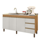 Balcão De Pia Com 3 Portas 3 Gavetas 159cm Sem Tampo Karen Na