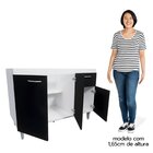 Balcão De Pia Cozinha 120cm Armário Gabinete Morgana Preto