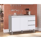 Balcão De Pia Cozinha 1.20m Athena 2 Portas 3 Gavetas Branco