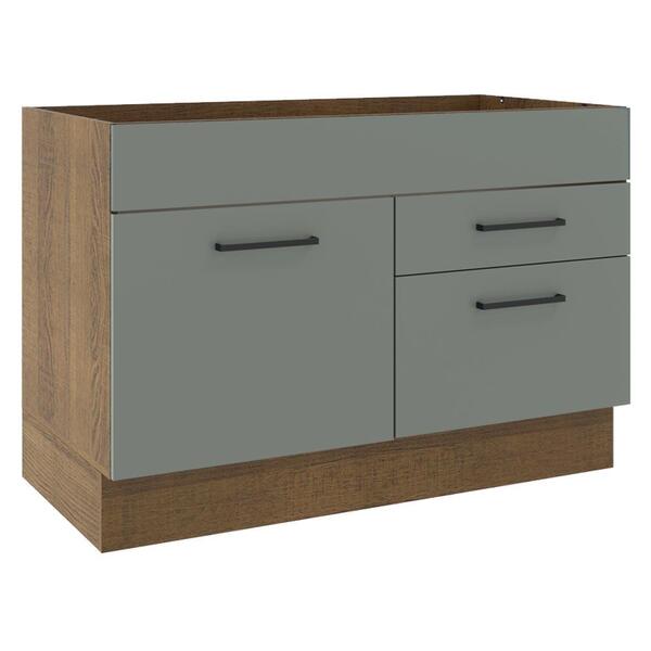 Balcão De Pia Cozinha 1 Porta E 2 Gavetas Rustic/cinza Agata