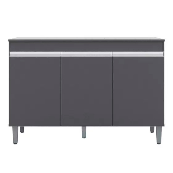 Balcão De Pia Cozinha Manu 120cm Cinza Sem Tampo Ajl Móveis