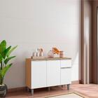 Balcão De Pia E Aéreo Cozinha 105cm Branco Cinza Sem Tampo