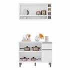 Balcão De Pia E Aéreo Cozinha 105cm Cinza Fosco Sem Tampo