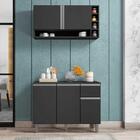 Balcão De Pia E Aéreo Cozinha 105cm Cinza Fosco Sem Tampo