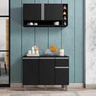 Balcão De Pia E Aéreo Cozinha 105cm Preto Fosco Sem Tampo