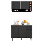 Balcão De Pia E Aéreo Cozinha Vanessa 105cm Cinza Sem Tampo A