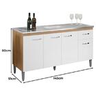 Balcão De Pia Gabriela 150cm Amêndoa Branco - Ajl