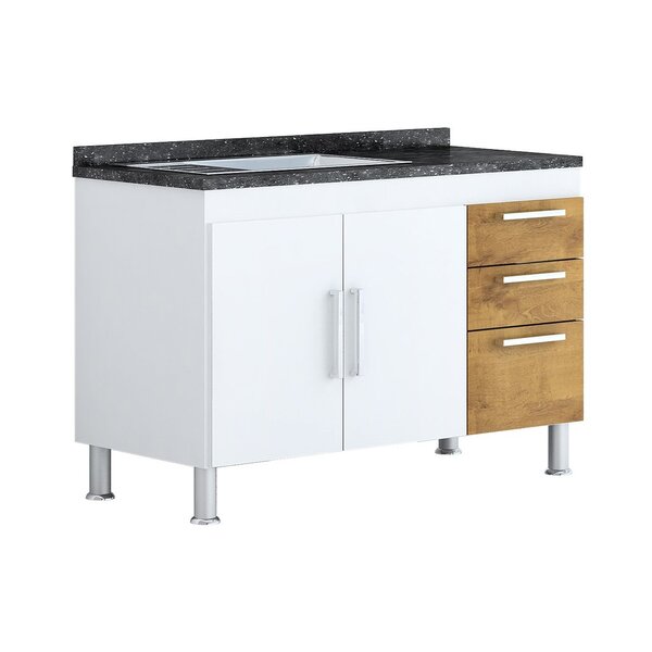 Balcão De Pia Gêmeos 1,20 - Branco/castanho