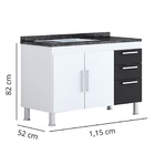 Balcão De Pia Gêmeos 1,20 - Branco/preto