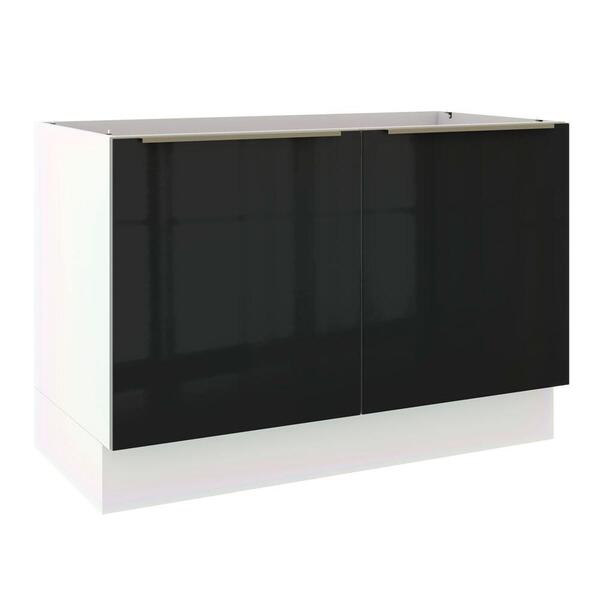 Balcão De Pia Madesa Lux 120 Cm 2 Portas - Branco/preto