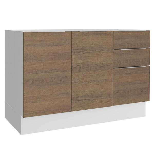 Balcão De Pia Madesa Stella 2 Portas E 3 Gavetas - Branco/rus