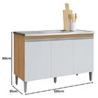 Balcão De Pia Manu 120cm E Armário Aéreo Andréia Amêndoa Bran