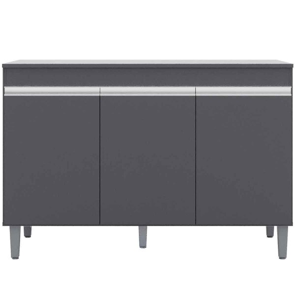 Balcão De Pia Para Cozinha 120 Cm Kadu 3 Portas  Cinza