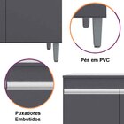 Balcão De Pia Para Cozinha 120 Cm Kadu 3 Portas  Cinza