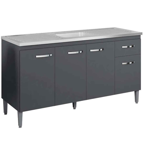 Balcão De Pia Para Cozinha 150 Cm Graziela 4 Portas 1 Gaveta