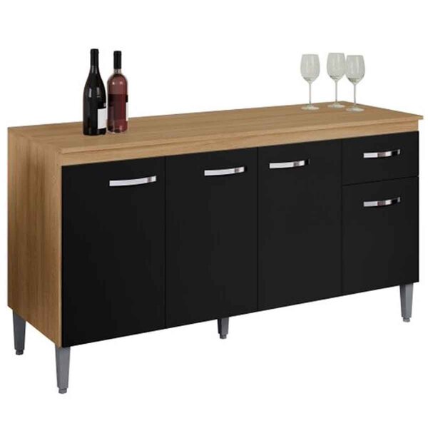 Balcão De Pia Para Cozinha 150 Cm Graziela 4 Portas 1 Gaveta