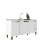 Balcão De Pia Para Cozinha 3 Portas 3 Gavetas Branco