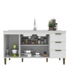 Balcão De Pia Para Cozinha 3 Portas 3 Gavetas Branco