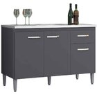 Balcão De Pia Sem Tampo 120 Cm 3 Portas 1 Gaveta Graziela Cin