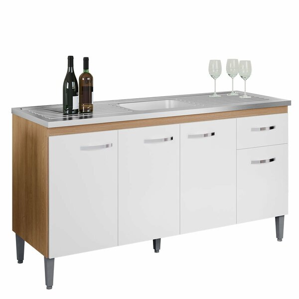 Balcão De Pia Sem Tampo 150 Cm 4 Portas 1 Gaveta Graziela Amê