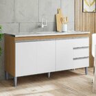 Balcão De Pia Sem Tampo 160 Cm 3 Portas 3 Gavetas Adriana Amê