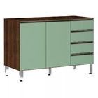 Balcão De Pia Sem Tampo Para Cozinha 120cm 2 Portas 4 Gavetas