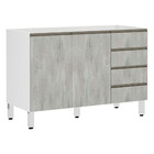 Balcão De Pia Sem Tampo Para Cozinha 120cm 2 Portas 4 Gavetas