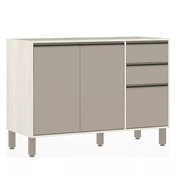 Balcão De Pia Sem Tampo Para Cozinha 120cm 2 Portas De Abrir