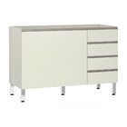 Balcão De Pia Sem Tampo Para Cozinha 120cm 2 Portas E 4 Gavet