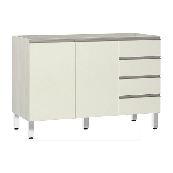 Balcão De Pia Sem Tampo Para Cozinha 120cm 2 Portas E 4 Gavet