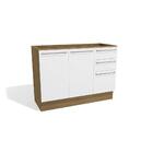 Balcão De Pia Suprema 2 Portas 3 Gavetas Freijó/branco 120cm