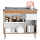 Balcão De Pia Tatiane 100cm E Armário Aéreo Andréia 3 Portas