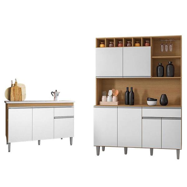 Balcão De Pia Tatiane 120cm E Armário Cozinha Kit Alice Amênd