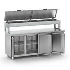 Balcão De Serviço Refrigerado Condimentador 200cm Com 7 Cubas