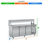 Balcão De Serviço Refrigerado Condimentador 200cm Com 7 Cubas