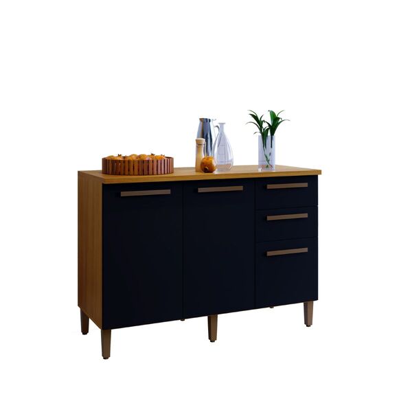 Balcão Diamante 03 Portas Arte Móveis Freijó/grafite