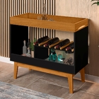 Balcão E Adega Edgar Palha Sintética Preto Madeira