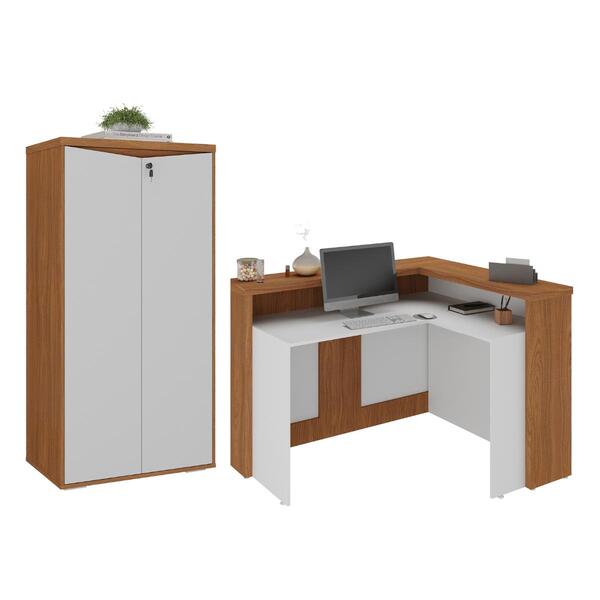 Balcão E Armário 2 Portas Havai Freijó Branco