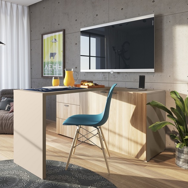 Balcão E Mesa Retrátil Pecan E Freijó 2 Em 1 Brixton - Save S