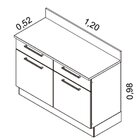 Balcão Em Aço 120cm 2 Portas 2 Gavetas E Tampo Mdp Exclusive