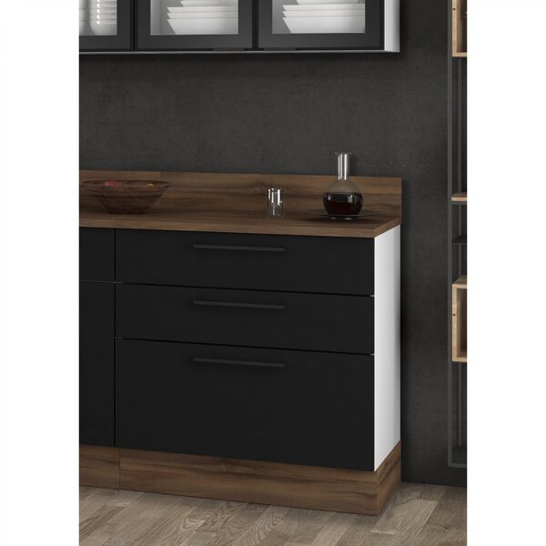 Balcão Em Aço Com Tampo 3 Gavetas Exclusive Itatiaia Preto Ma