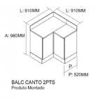 Balcão Em Aço De Cozinha Canto 2 Portas E Rodapé Exclusive  C