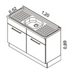 Balcão Em Aço De Cozinha Com Pia Inox 2 Portas E Rodapé Exclu