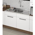 Balcão Em Aço De Cozinha Com Pia Inox 2 Portas E Rodapé Exclu