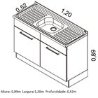 Balcão Em Aço De Cozinha Com Pia Inox 2 Portas E Rodapé Exclu