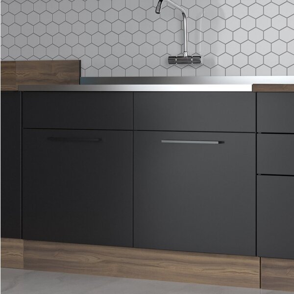 Balcão Em Aço De Cozinha Com Pia Inox 2 Portas Rodapé Exclusi