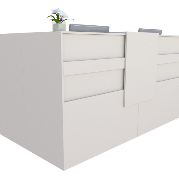 Balcão Em L Recepção Caixa 170cm Branco - Linha Premium  1.1